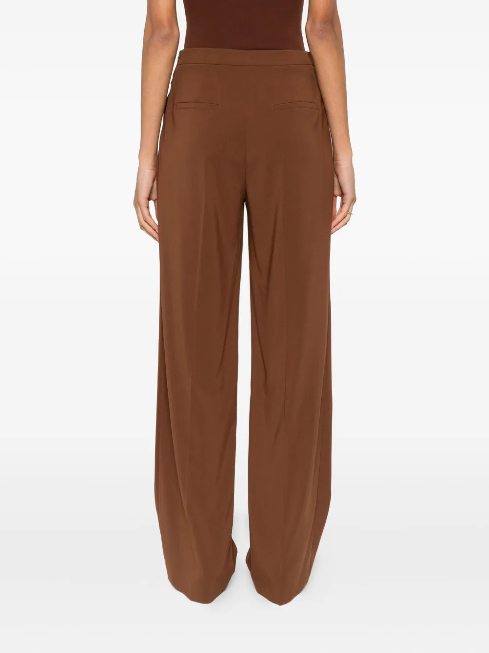 Patrizia Pepe Buckle Pleated Trousers In Brown