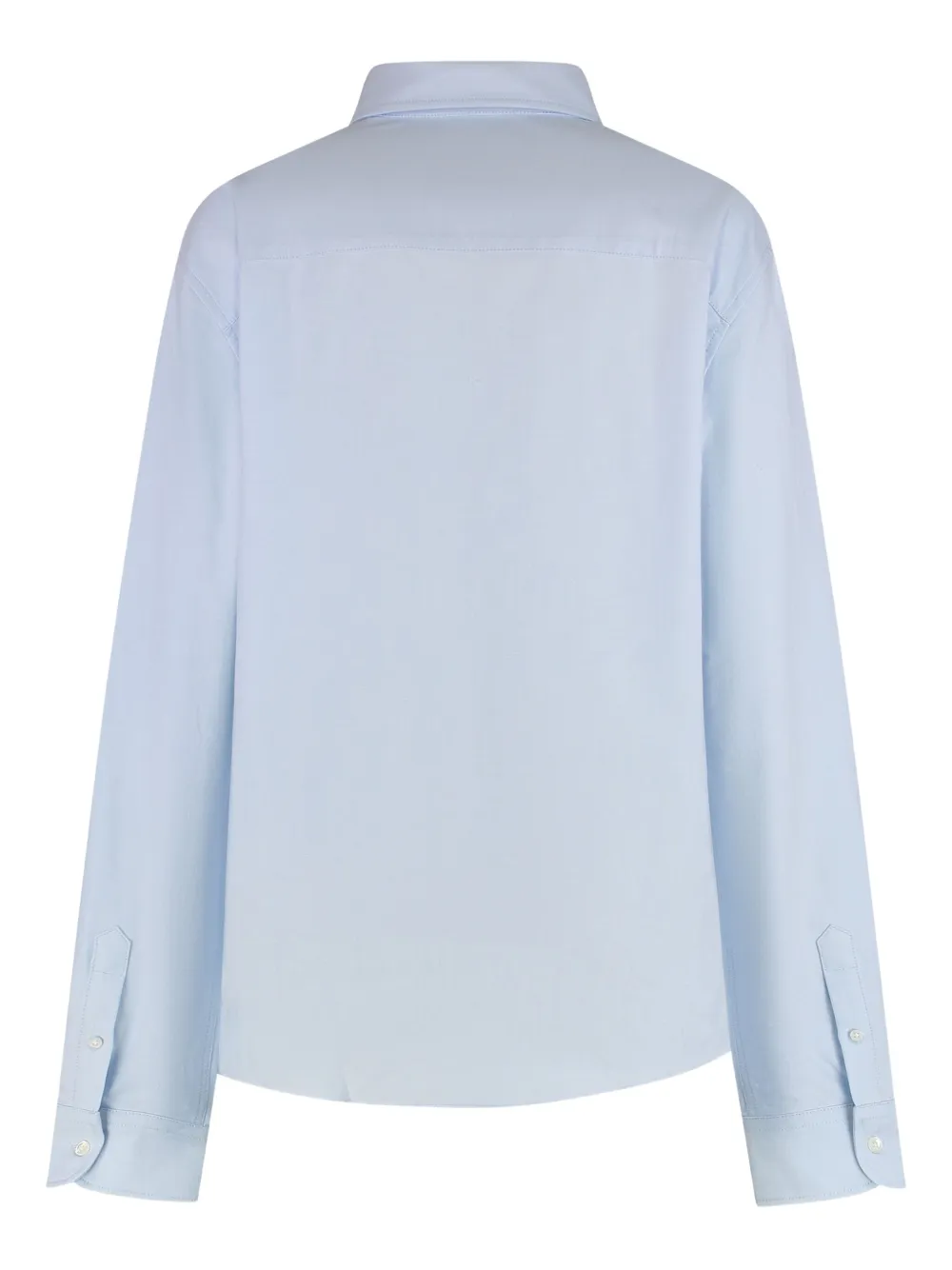 Ami Alexandre Mattiussi Long Sleeve Poplin Shirt With Rounded Hem In Blue