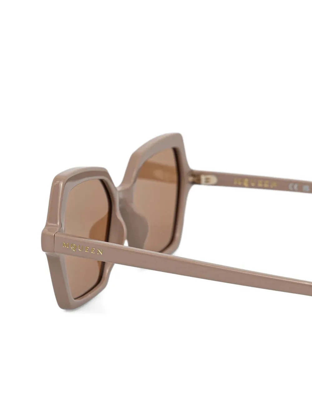 Alexander McQueen Eyewear Zonnebril met geometrisch montuur Beige