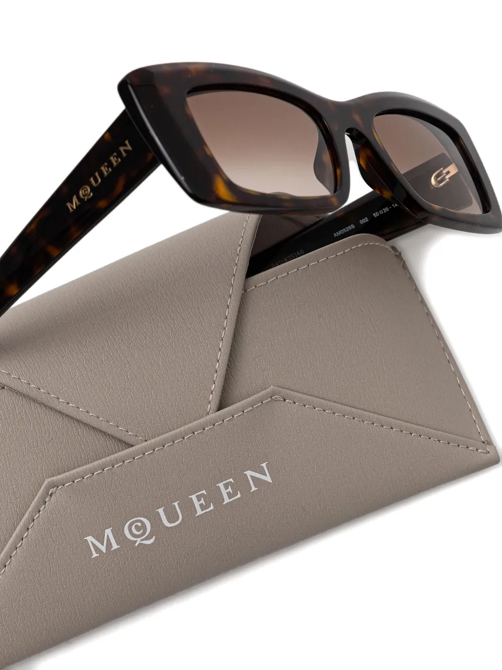 Alexander McQueen Eyewear Zonnebril met rechthoekig montuur Bruin