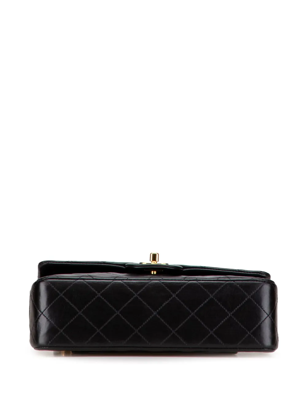 Pre-owned Chanel 1991-1994 Small Classic Lambskin Double Flap Shoulder Bag In Black