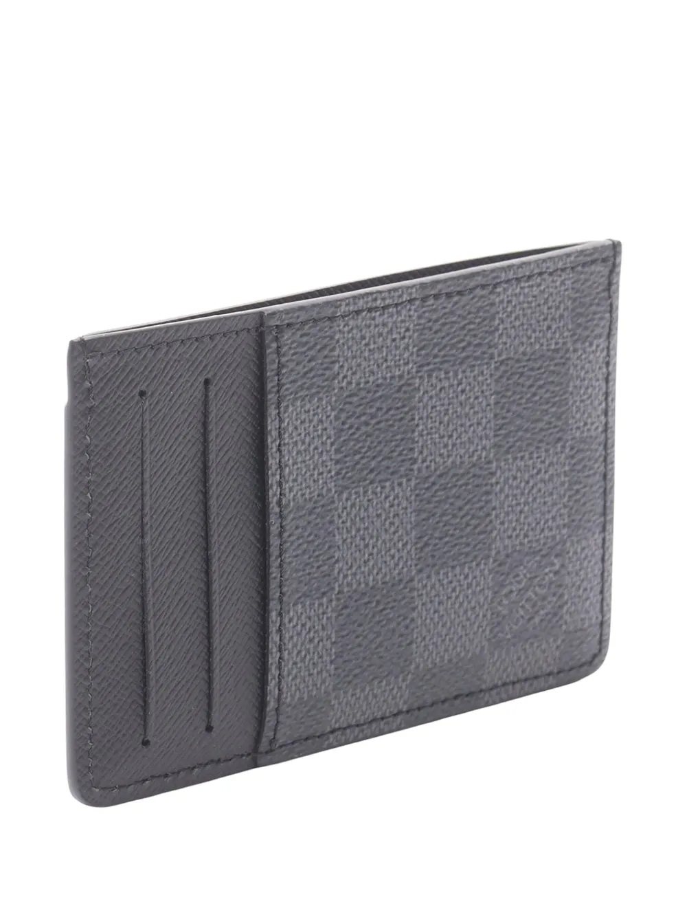 Pre-owned Louis Vuitton 2021-2025 Damier Graphite Neo Porte Cartes Card Holder In Black