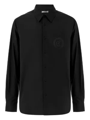 Versace Jeans Couture logo-embroidered Cotton Shirt | Black | FARFETCH