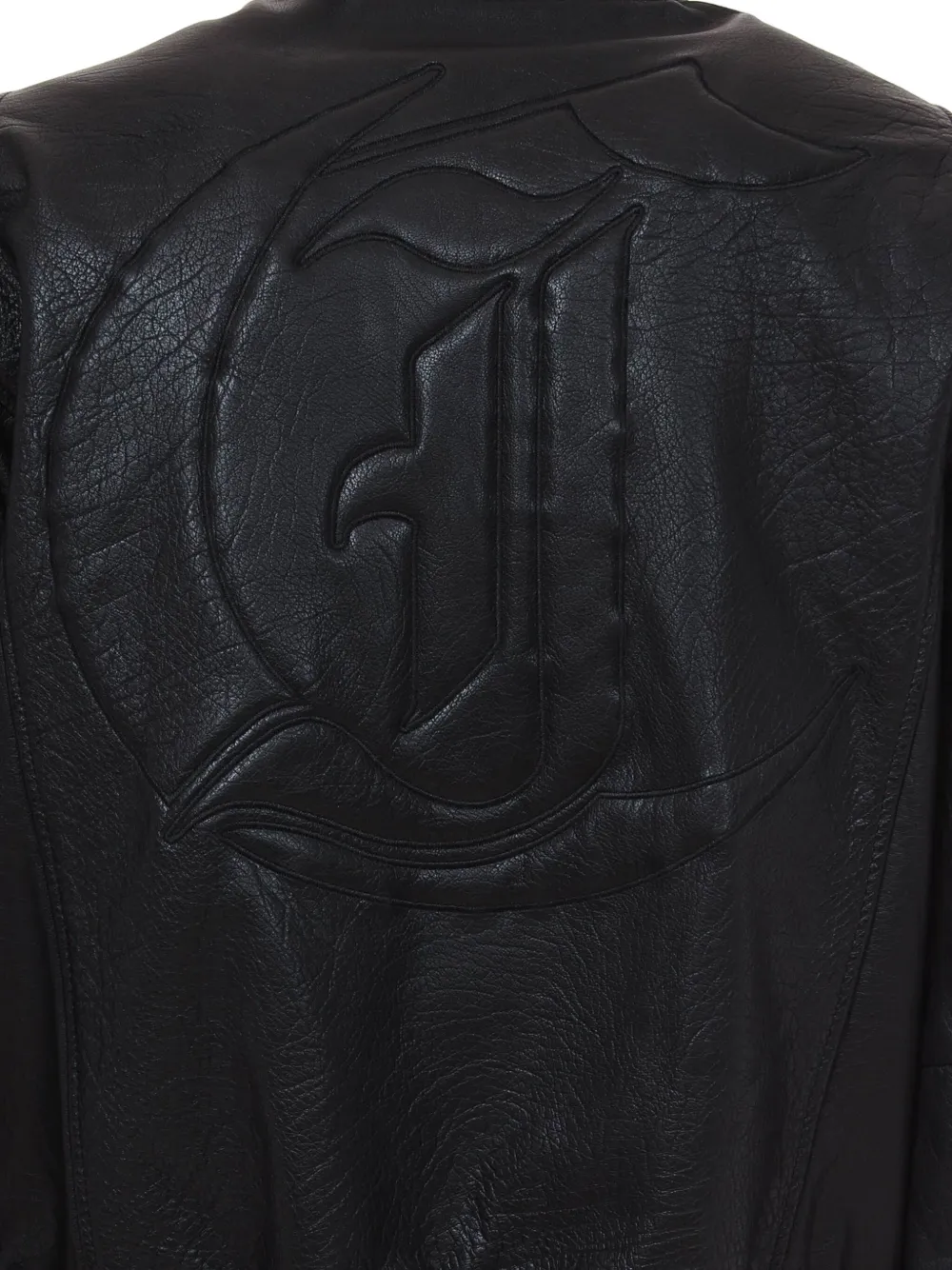 Just Cavalli Leren jack met rits Zwart