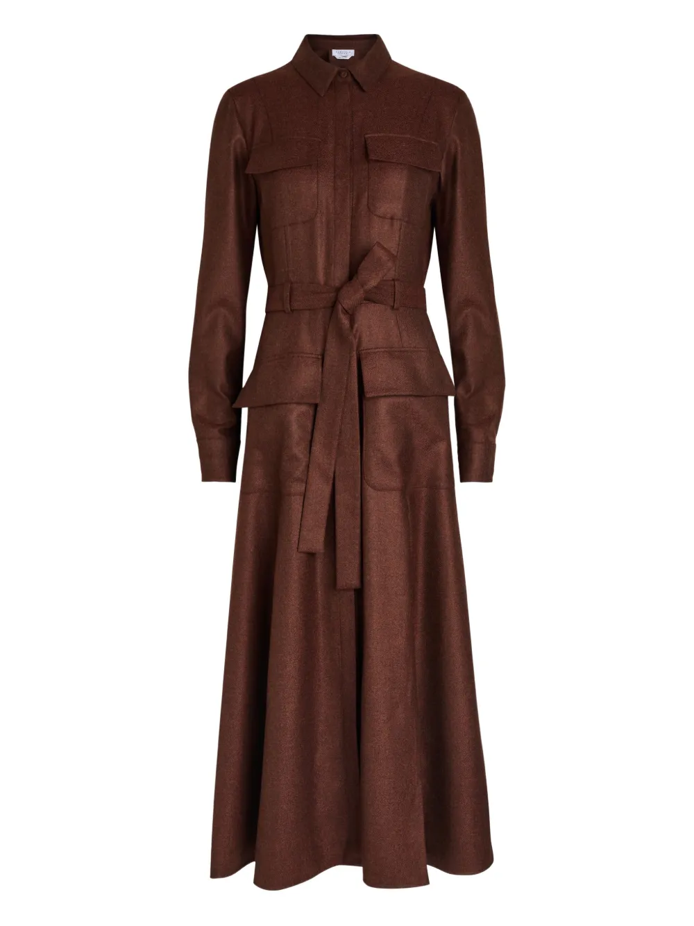 Gabriela Hearst Meyer belted midi shirt dress - Marrone