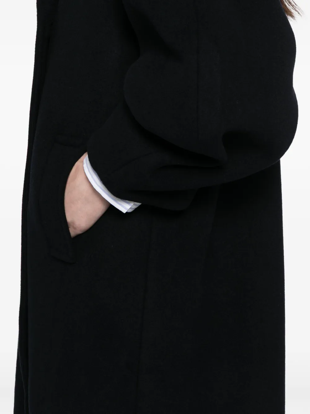 Ganni Oversized Long Peacoat In Black