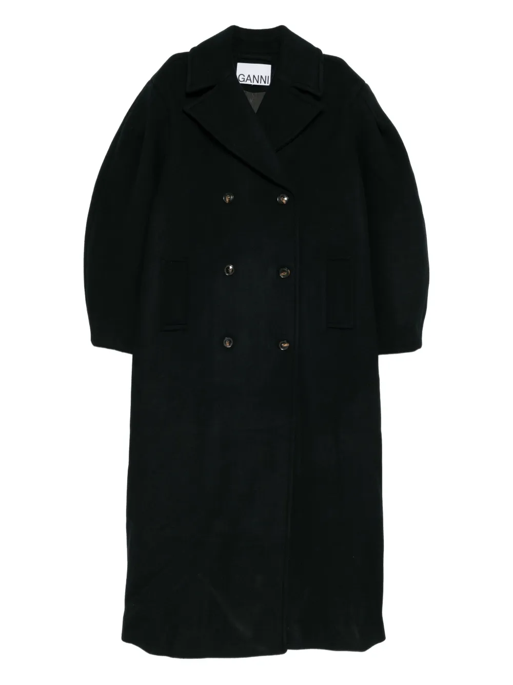 GANNI oversized long peacoat - Nero