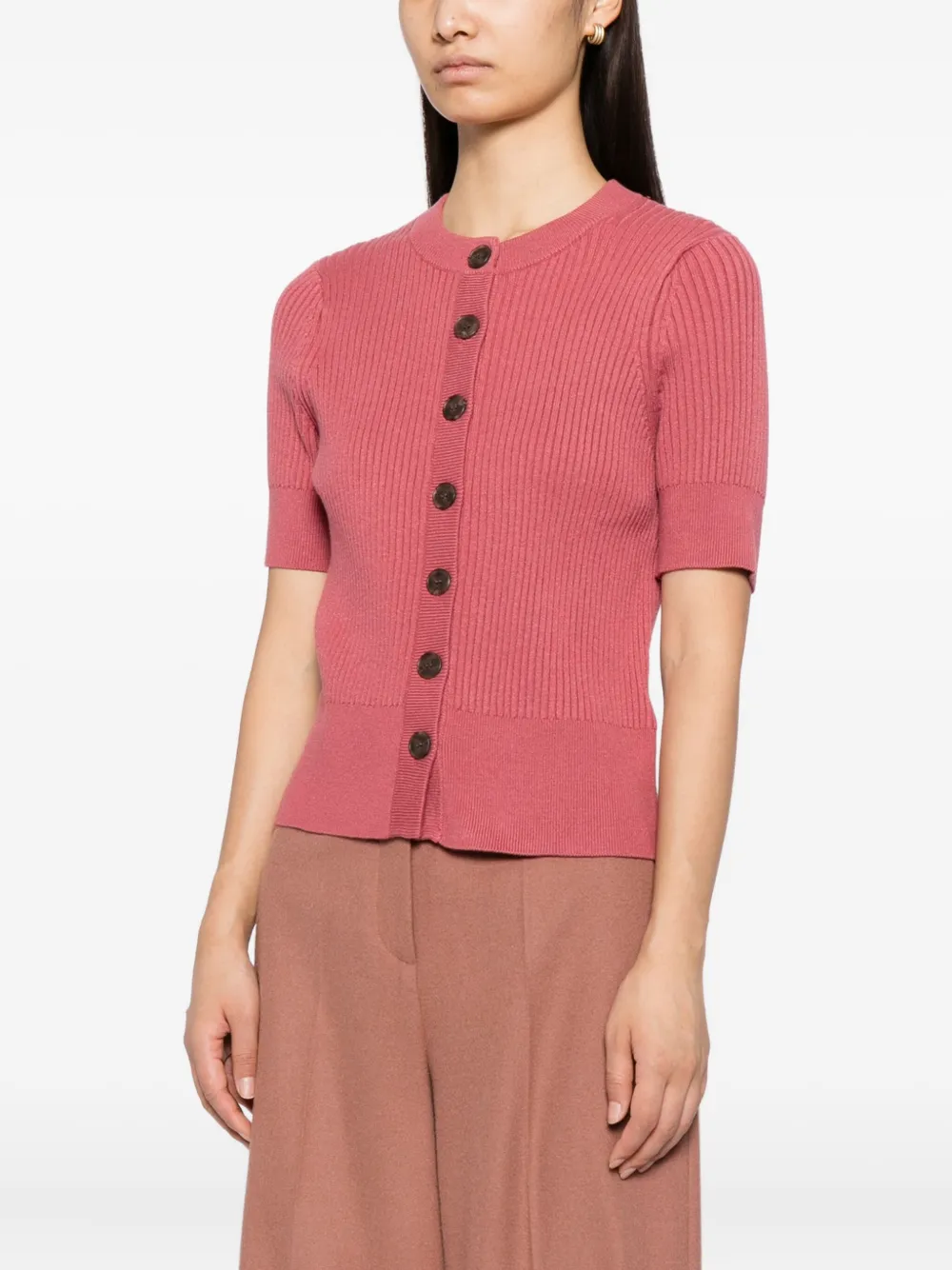 Varley Micha Short Sleeve Cardigan In Pink