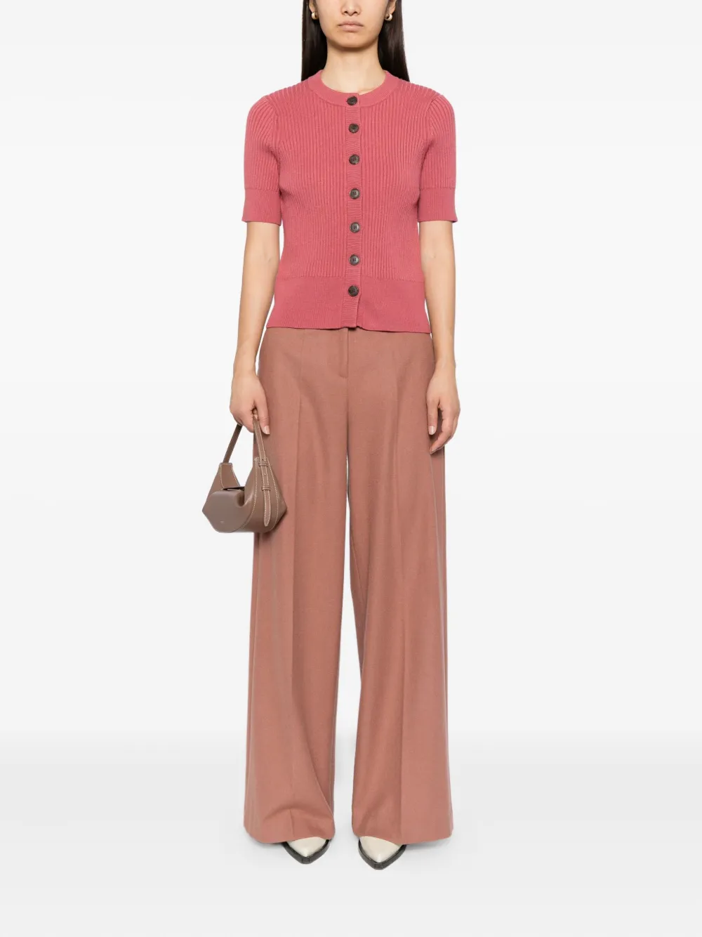 Varley Micha Short Sleeve Cardigan In Pink