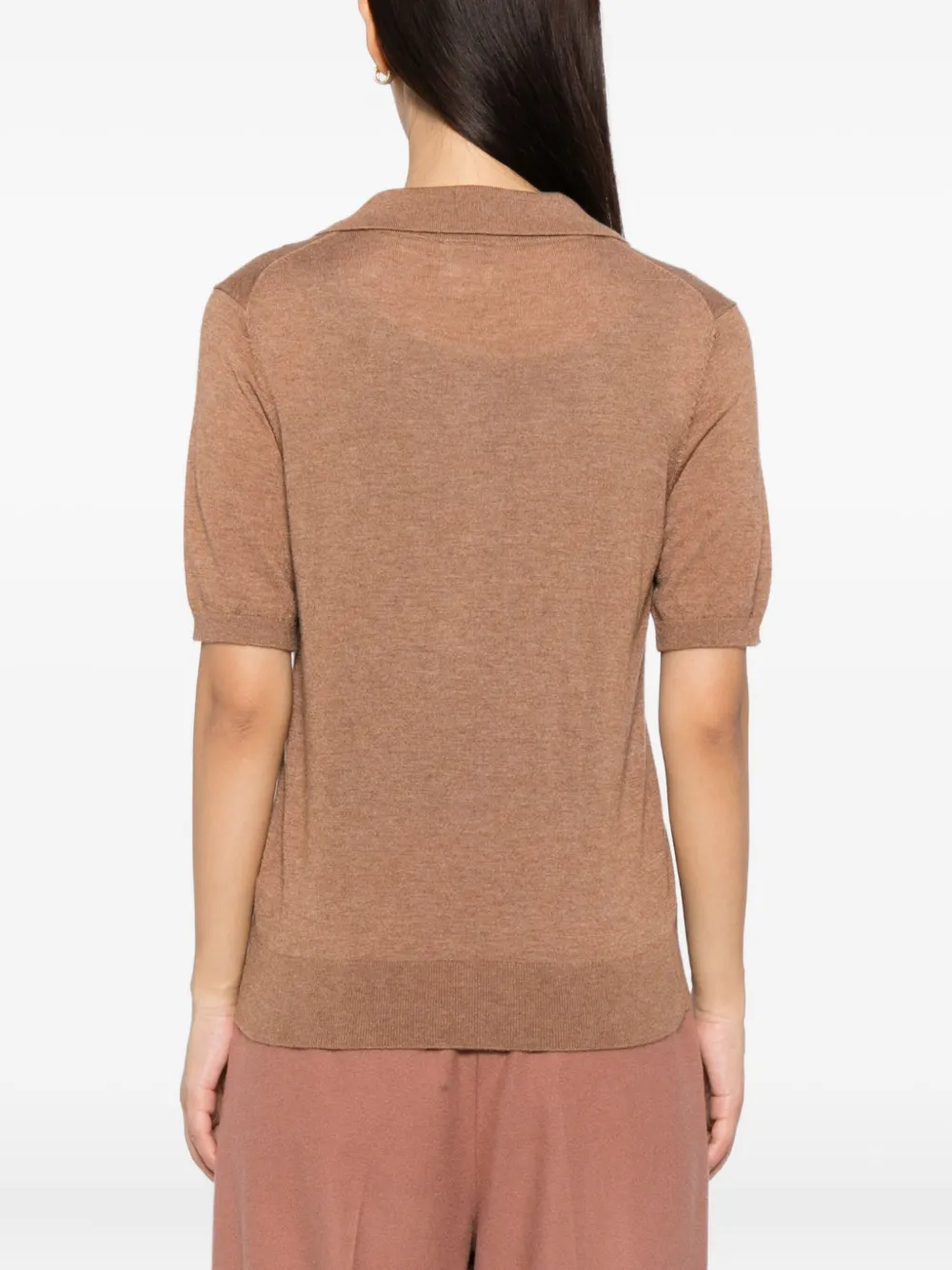Varley Toni Fine-knit Polo Top In Brown
