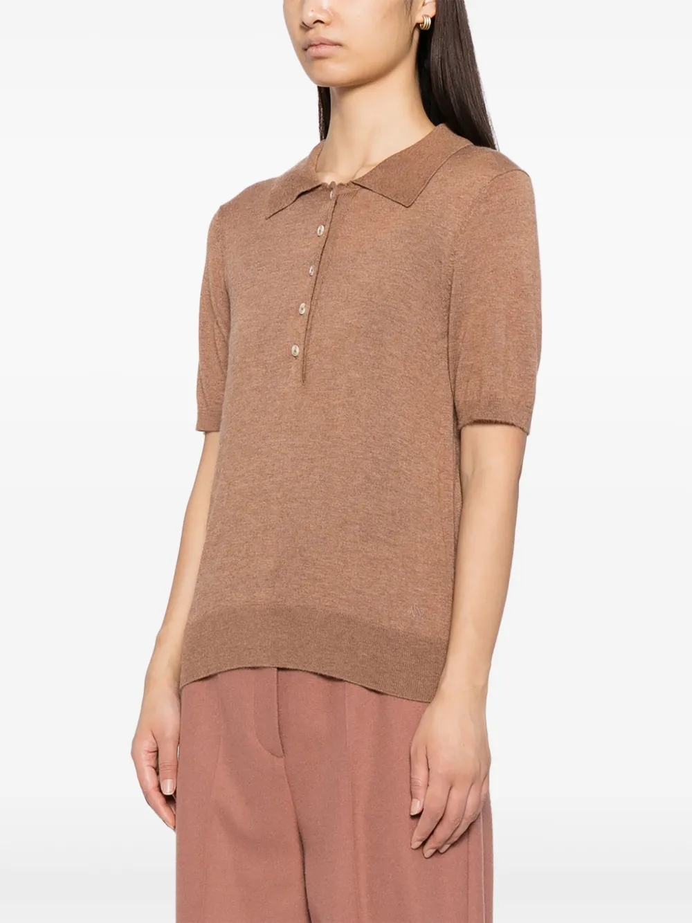 Varley Toni fijngebreid poloshirt Bruin