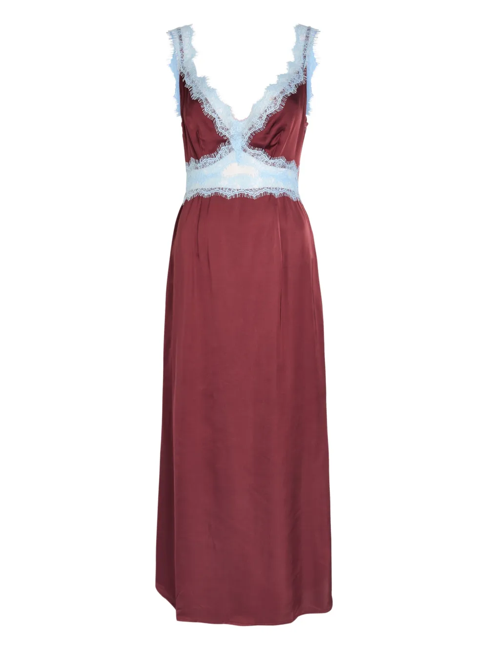 NEVER FULLY DRESSED Mini lace-trim V-neck dress - Rosso