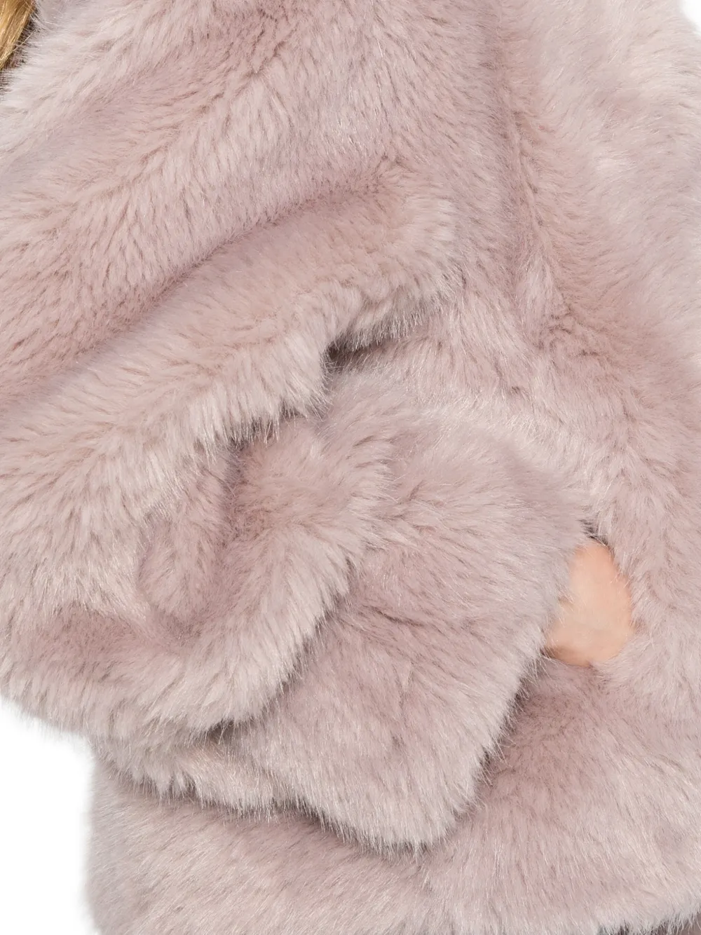 Stand Studio Cropped Faux Fur Jacket With Boxy Silhouette In Pink