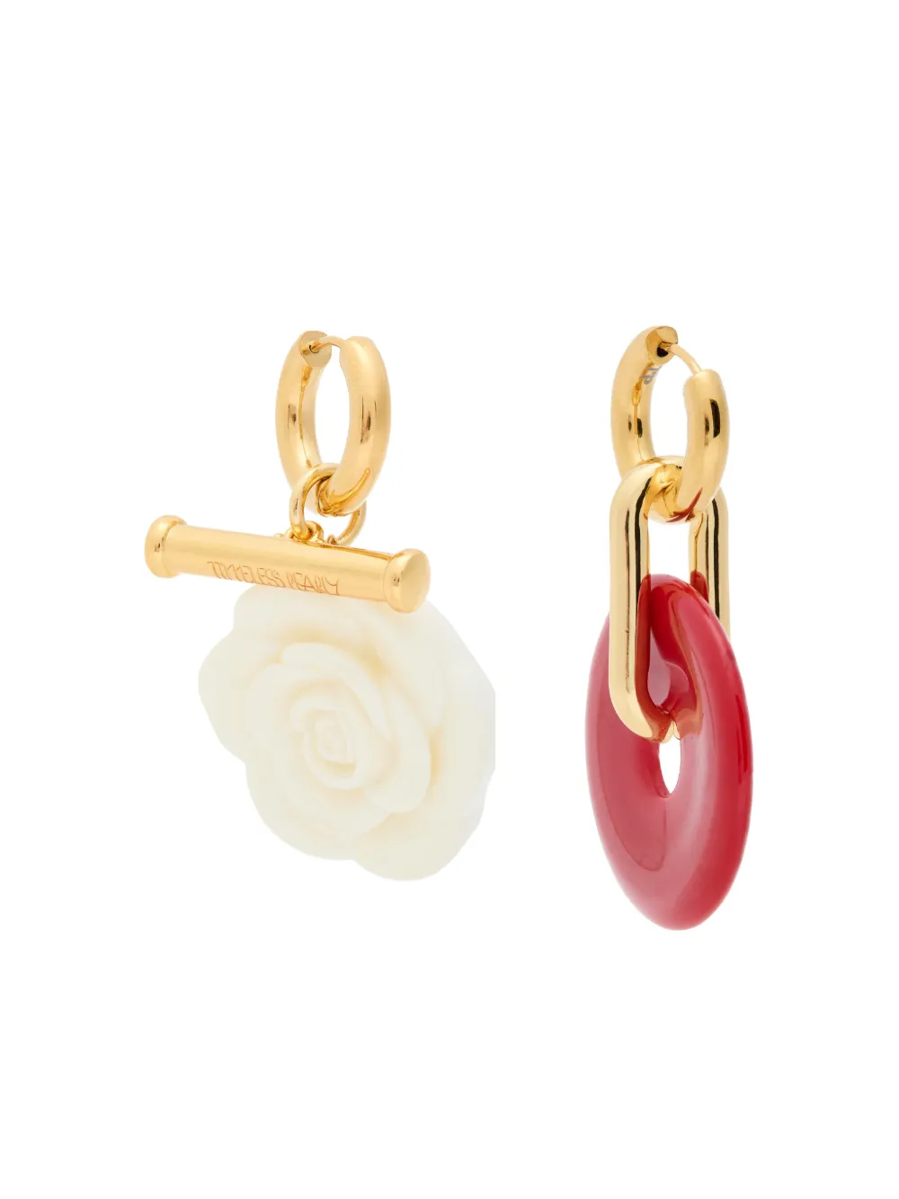  Timeless Pearly Flower-charm Earrings - Gold 