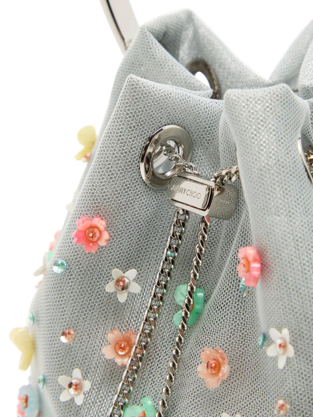 Jimmy Choo Bon mini-tas met geborduurde bloemen Grijs