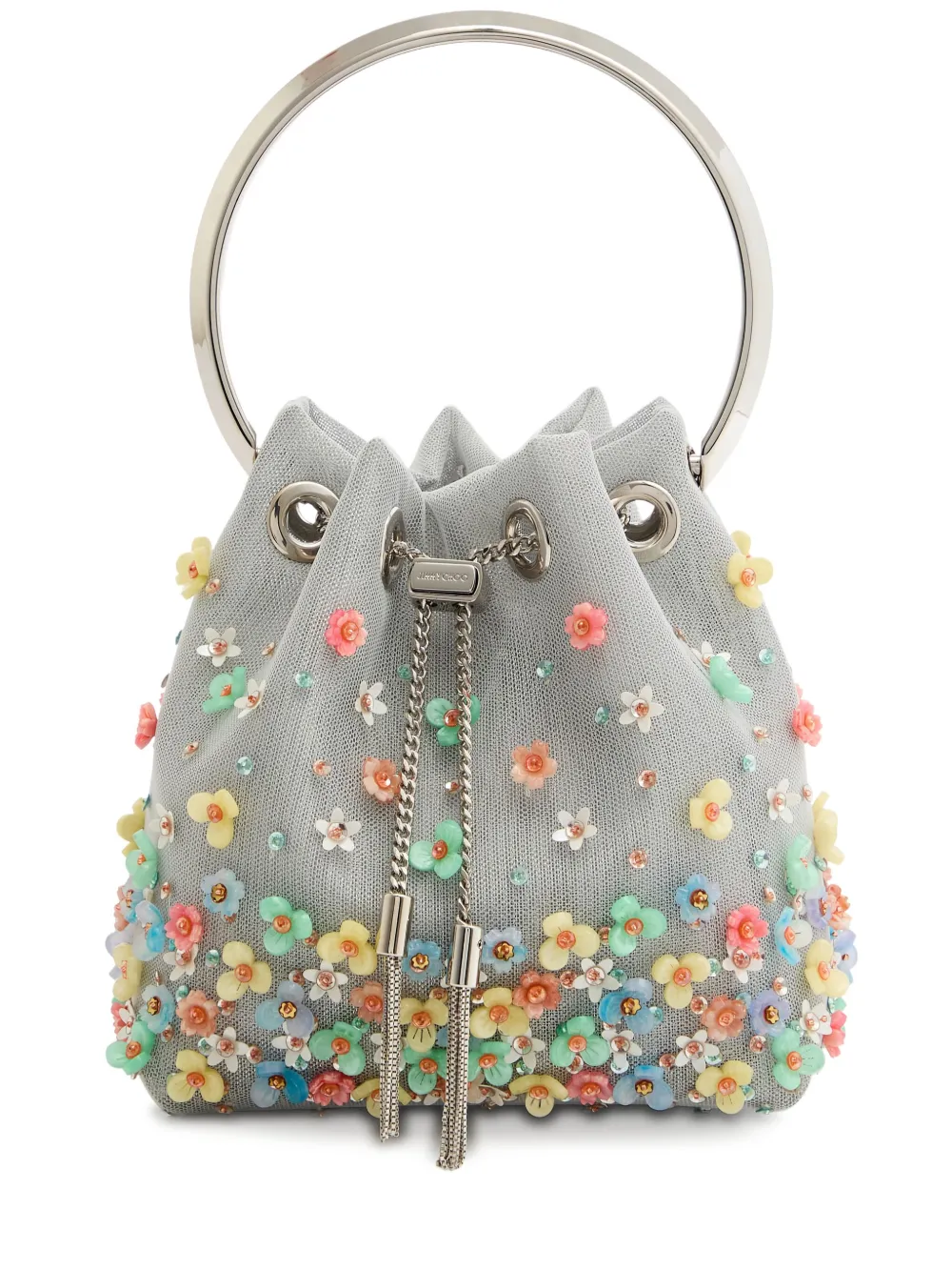 Jimmy Choo Bon mini-tas met geborduurde bloemen Grijs