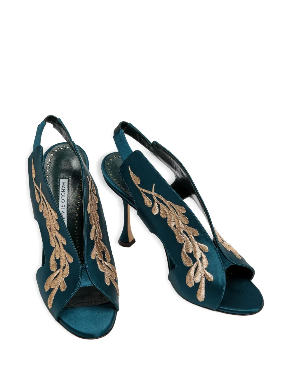 Manolo Blahnik 105 mm Pancrabonu slingback sandalen Blauw
