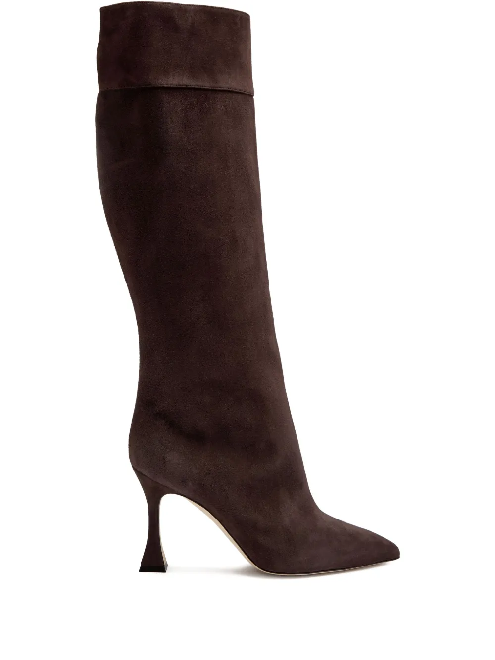 Manolo Blahnik 90mm Miralonepla Pointed Boots In Brown