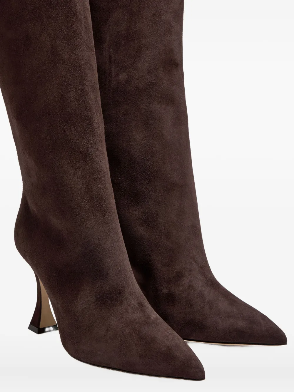 Manolo Blahnik 90mm Miralonepla Pointed Boots In Brown