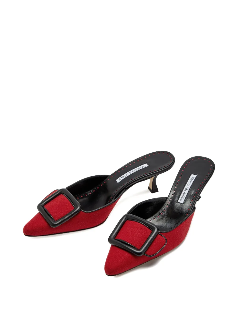 Manolo Blahnik 50mm Maysalebi mules Rood