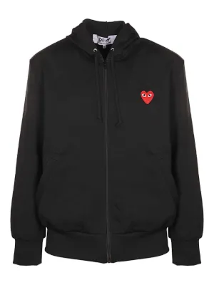 PLAY COMMEdesGARCONS(プレイコムデギャルソン) パーカー サイズM レディース 黒 ジップアップ/ハート PLAY COMME des GARCONS コムデギャルソン プレイ パーカー スウェット