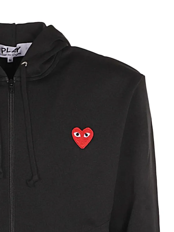 Comme Des Garçons Play heart-patch zip-up Hoodie | Black | FARFETCH RO