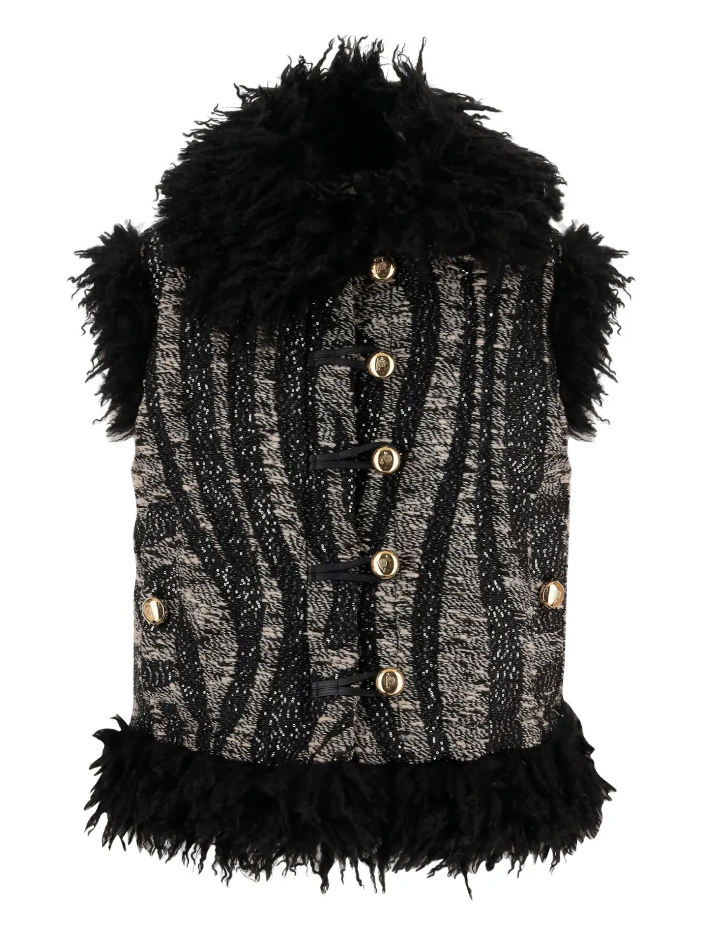 Pucci Wool Blend Vest With Abstract Print In Black