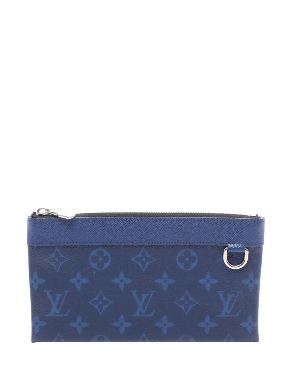 Pre-owned Louis Vuitton 2020 Monogram Taigarama Pochette Discovery Pm Clutch Bag In Blue