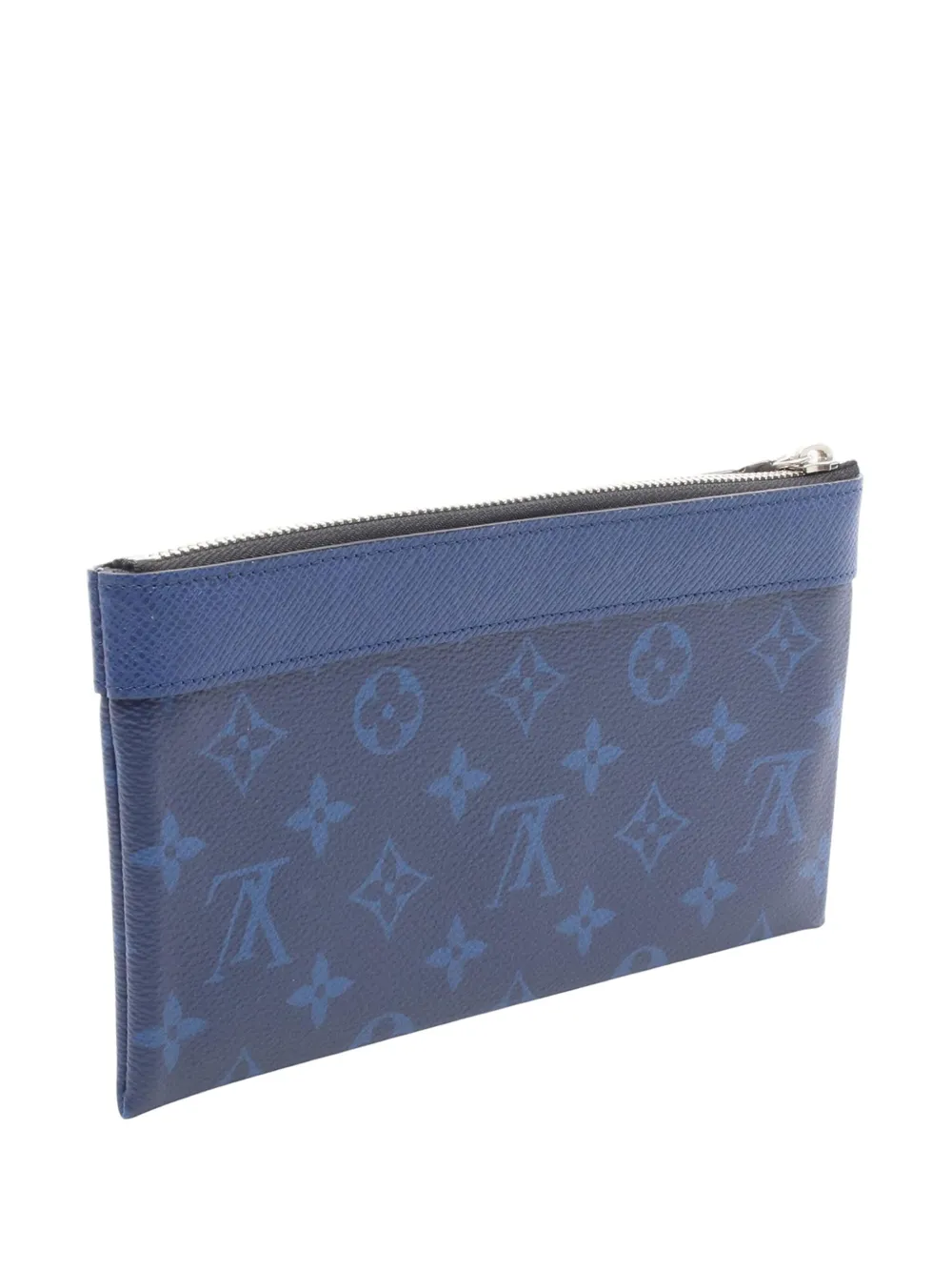 Pre-owned Louis Vuitton 2020 Monogram Taigarama Pochette Discovery Pm Clutch Bag In Blue