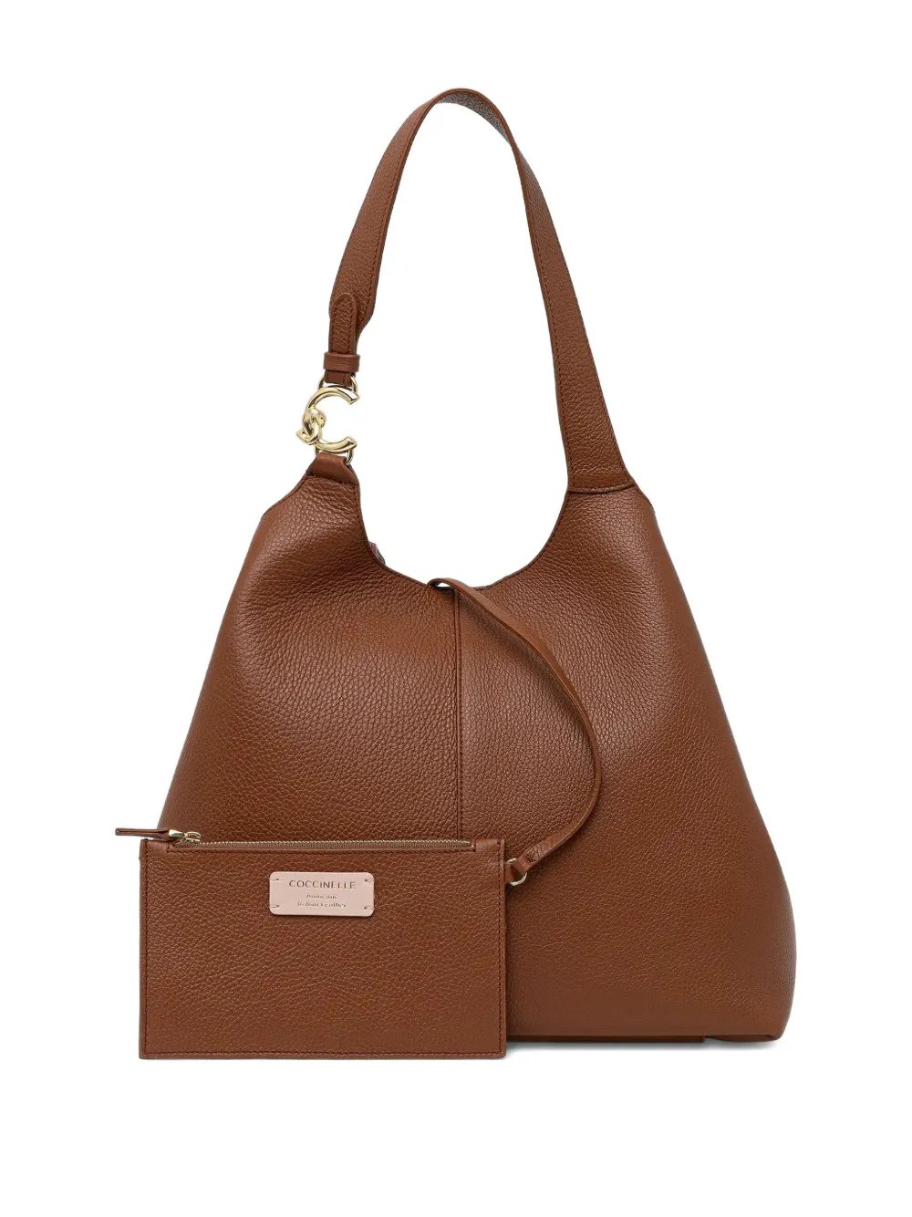 Coccinelle Large C-easy Leather Shoulder Bag In Burgundy