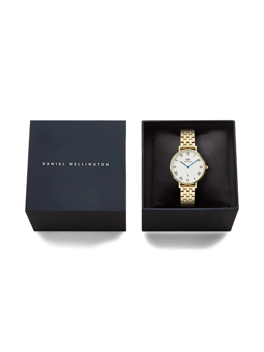 Daniel Wellington Petite & Quadro Roman Numerals Date 28mm In Brown
