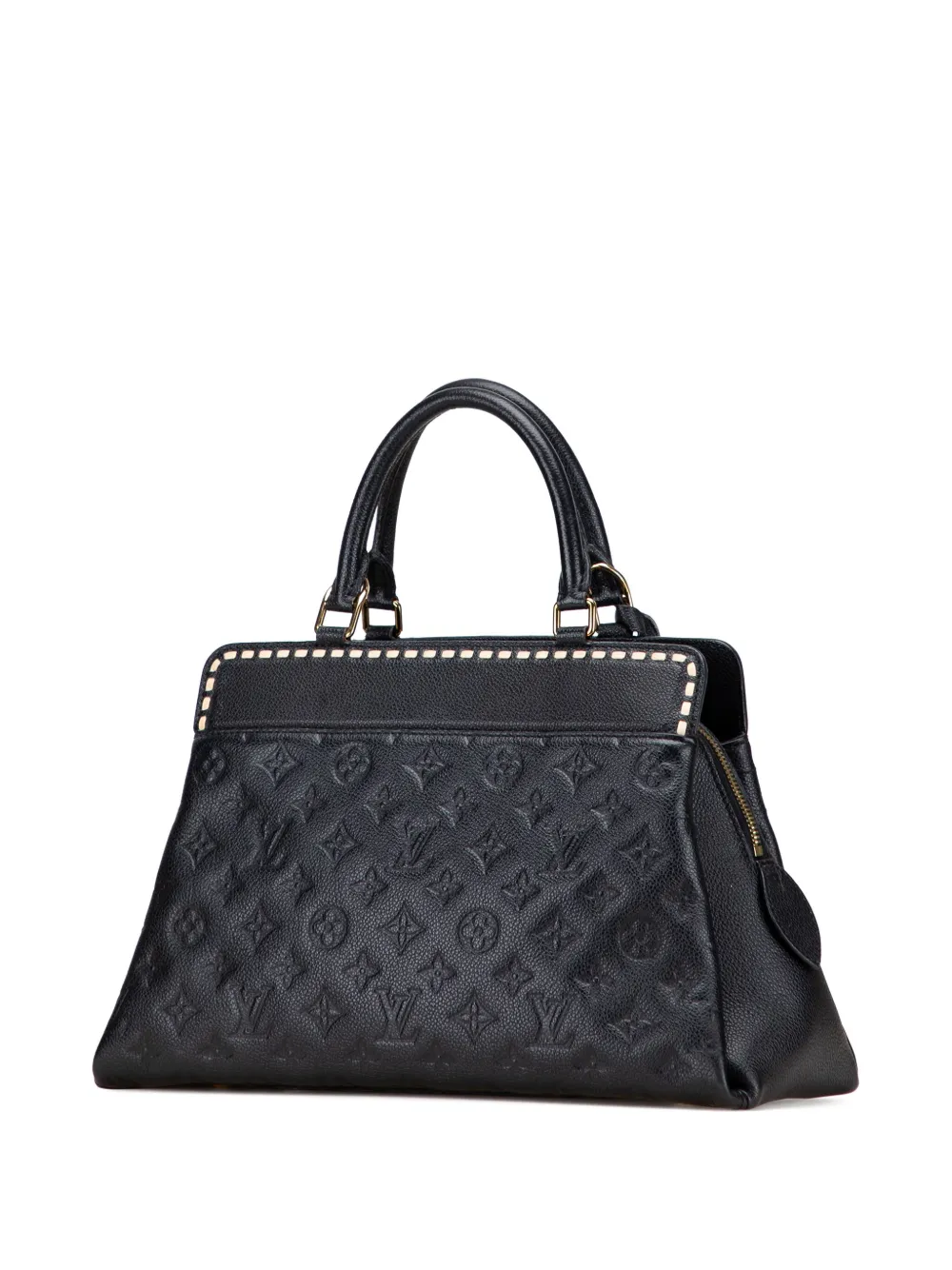 Pre-owned Louis Vuitton 2017 Monogram Empreinte Vosges Mm Satchel In Black