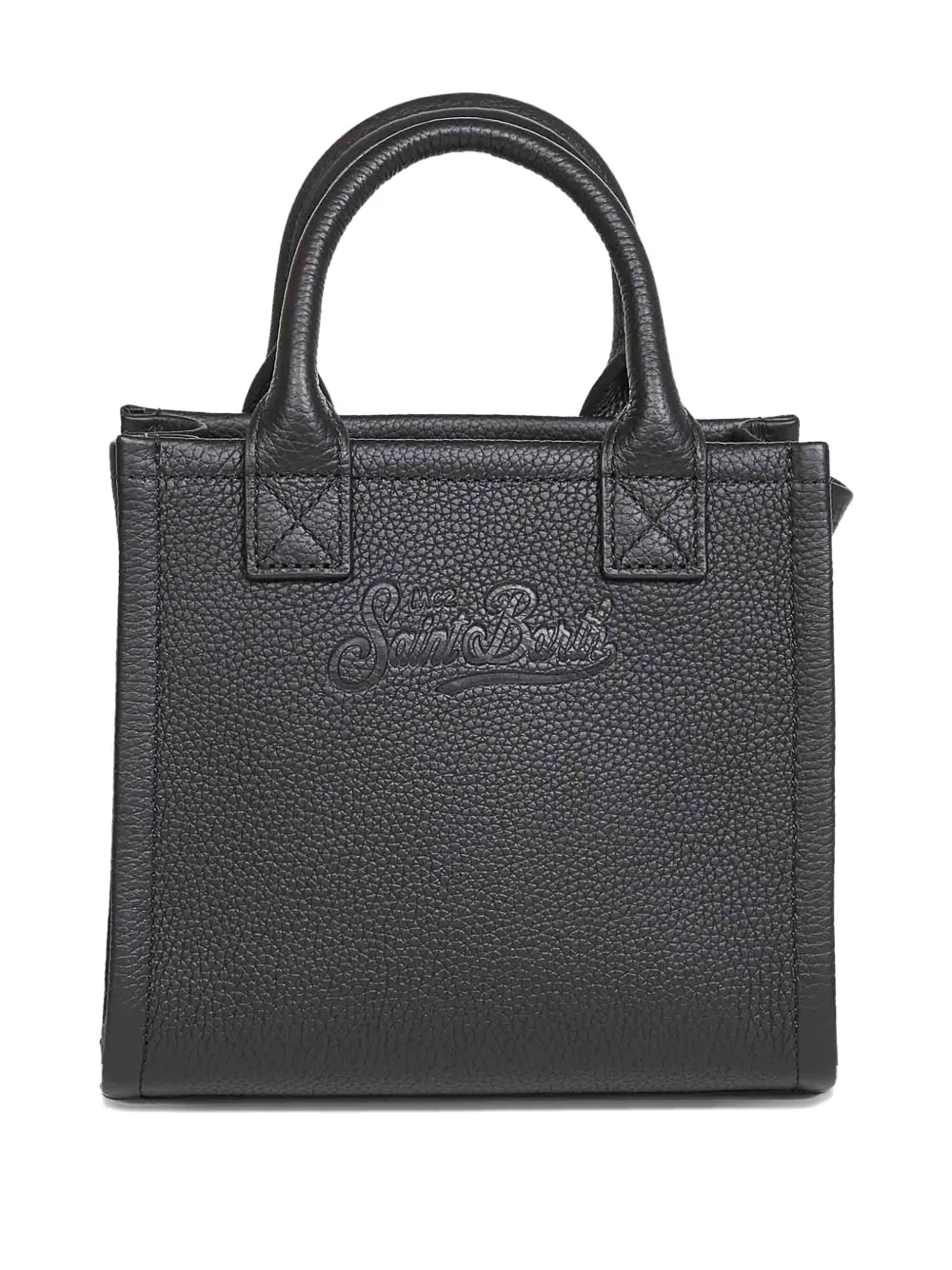 MC2 Saint Barth mini grained logo leather tote bag - Zwart