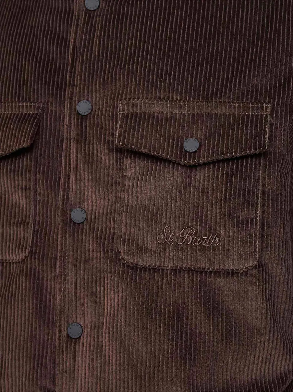 Mc2 Saint Barth Snap Button Corduroy Jacket In Brown