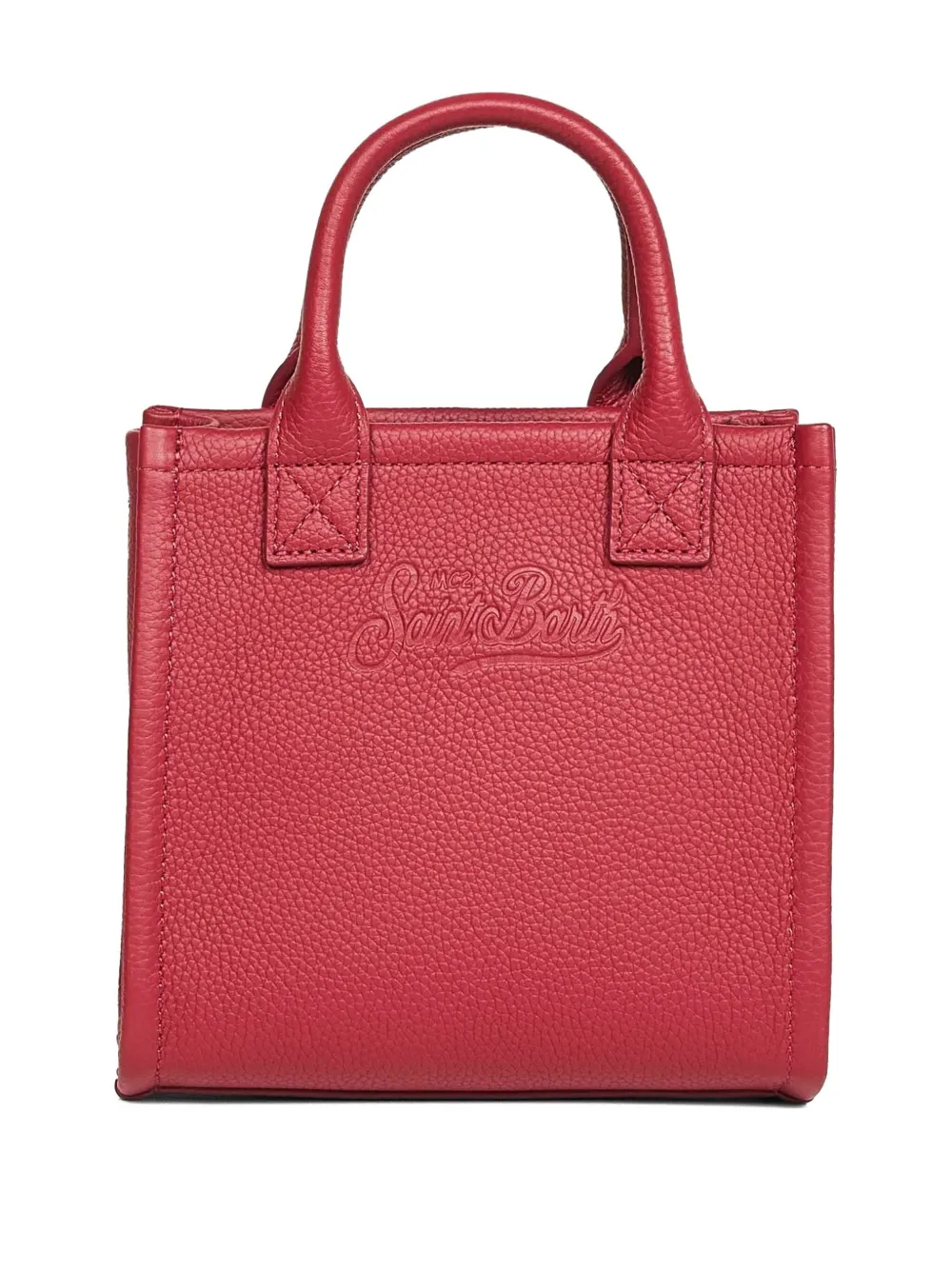 MC2 Saint Barth mini grained logo leather tote bag - Rood