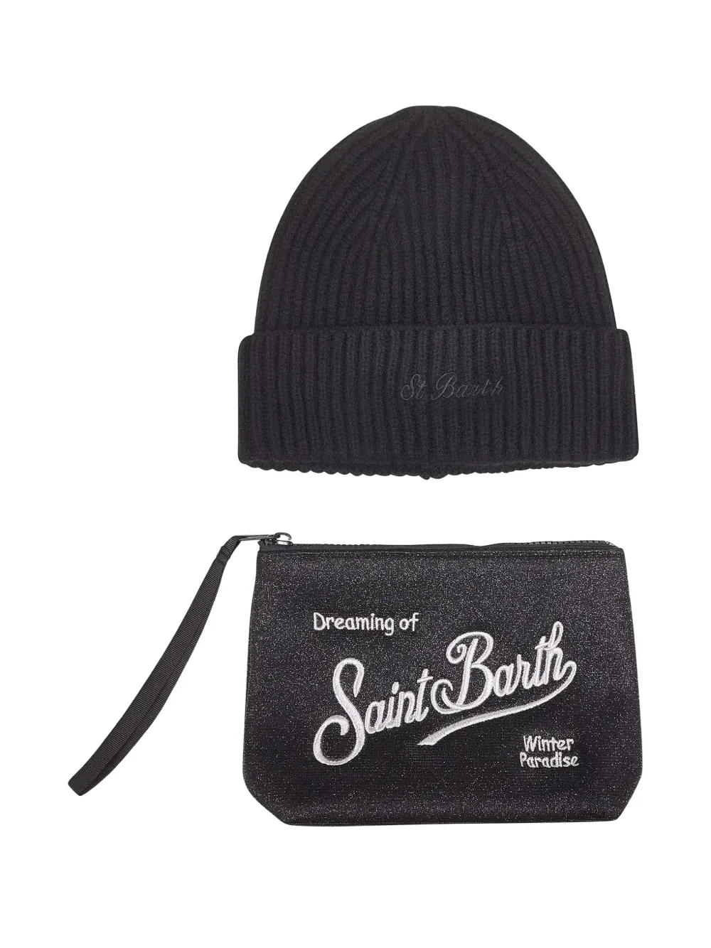 MC2 Saint Barth embroidered beanie pouch (set of two) - Zwart