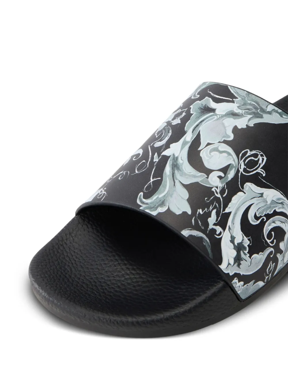Versace Jeans Couture Sandalen met barokprint en open neus Zwart