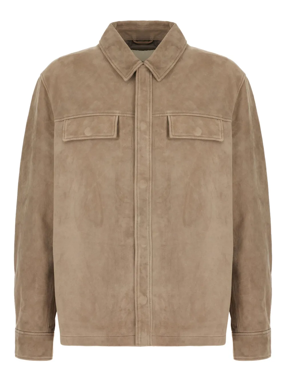Calvin Klein Suede Pocket Jacket In Brown