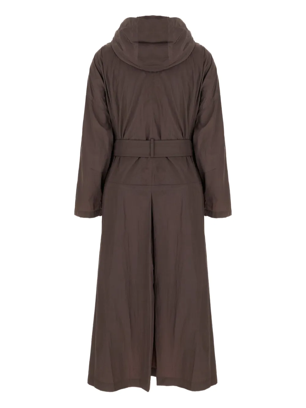 Sportmax Hooded Belted Trench Coat In Brown
