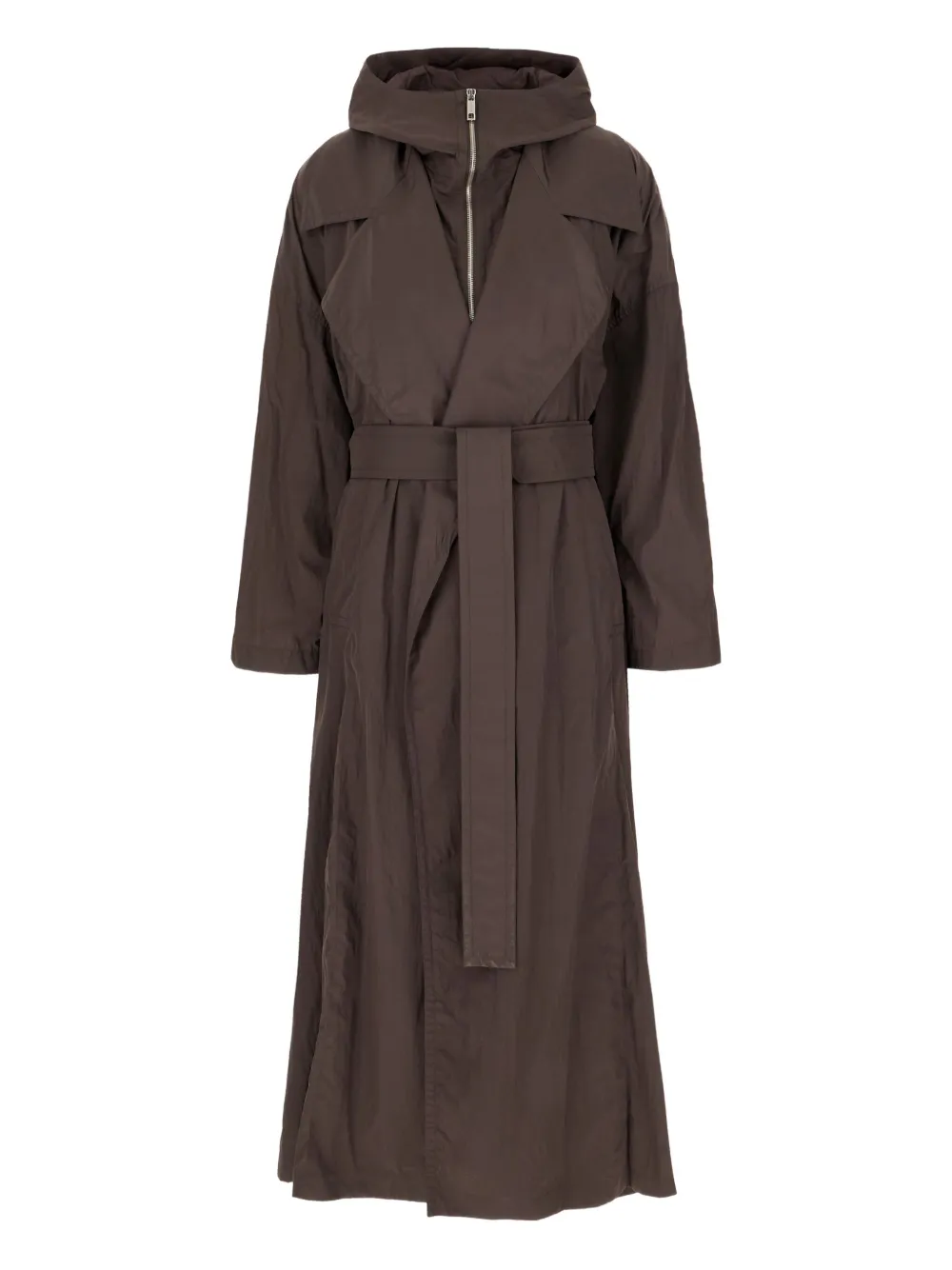 Sportmax Hooded Belted Trench Coat In Brown