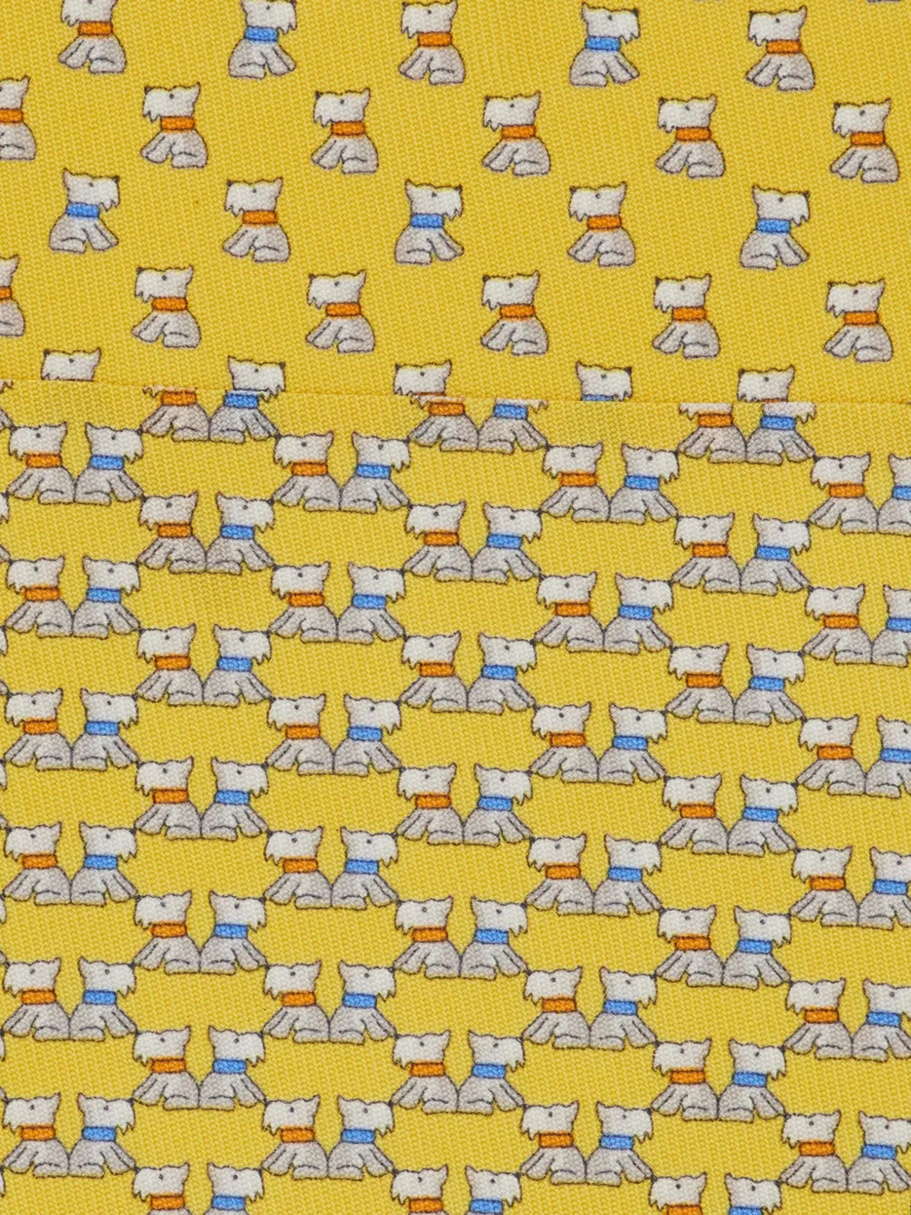 Ferragamo Zijden stropdas met terriër-print Geel
