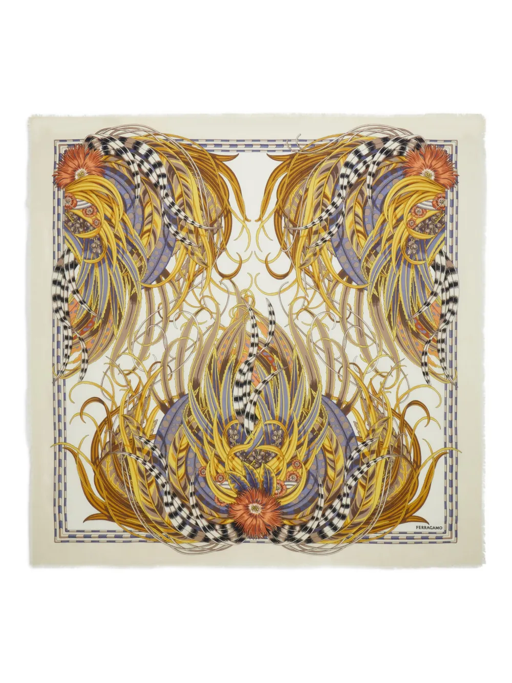 Ferragamo Rooster-print scarf - Toni neutri