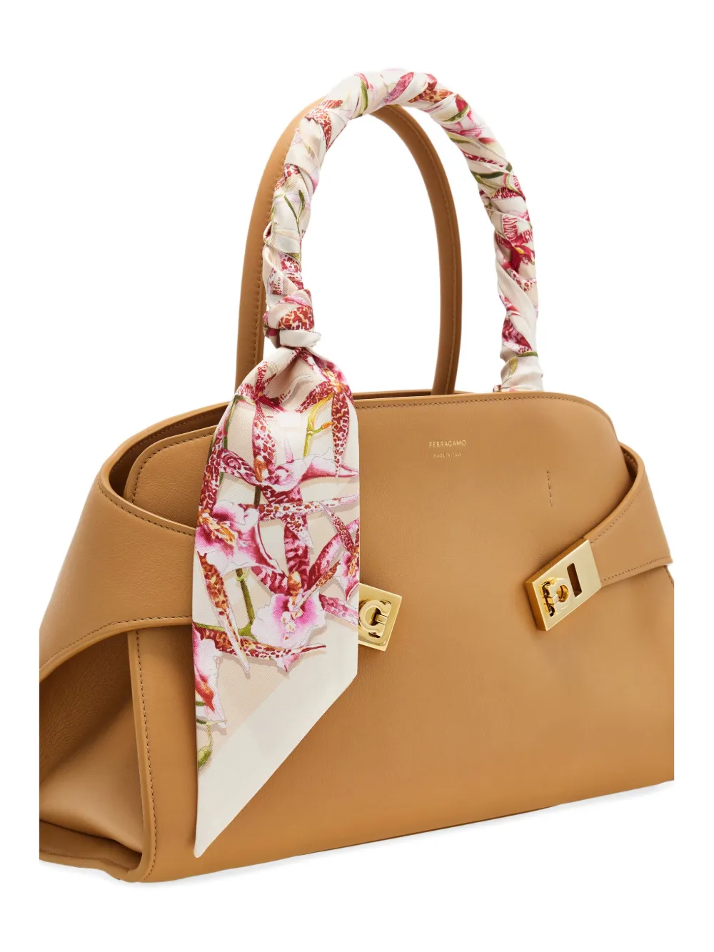 Ferragamo Gaia Print Silk Bandeau In Neutral