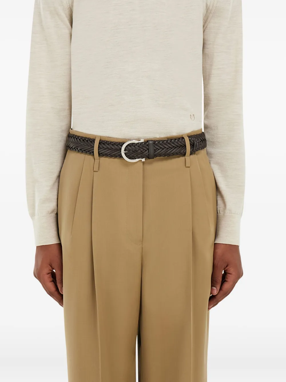  Ferragamo Gancini Buckle Belt - Brown 