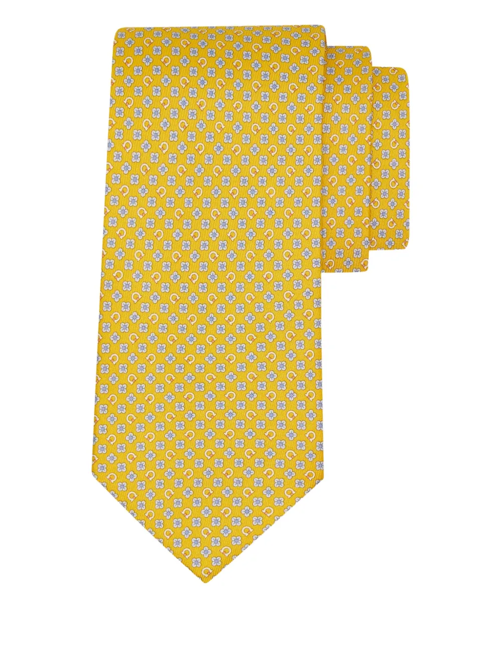 Ferragamo flower-print silk tie - Geel