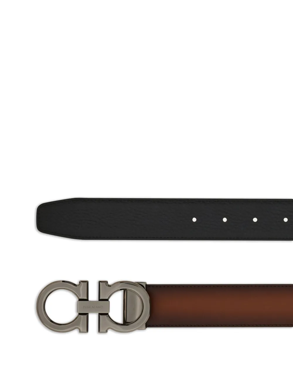 Ferragamo Omkeerbare riem met rechthoekige gesp Bruin