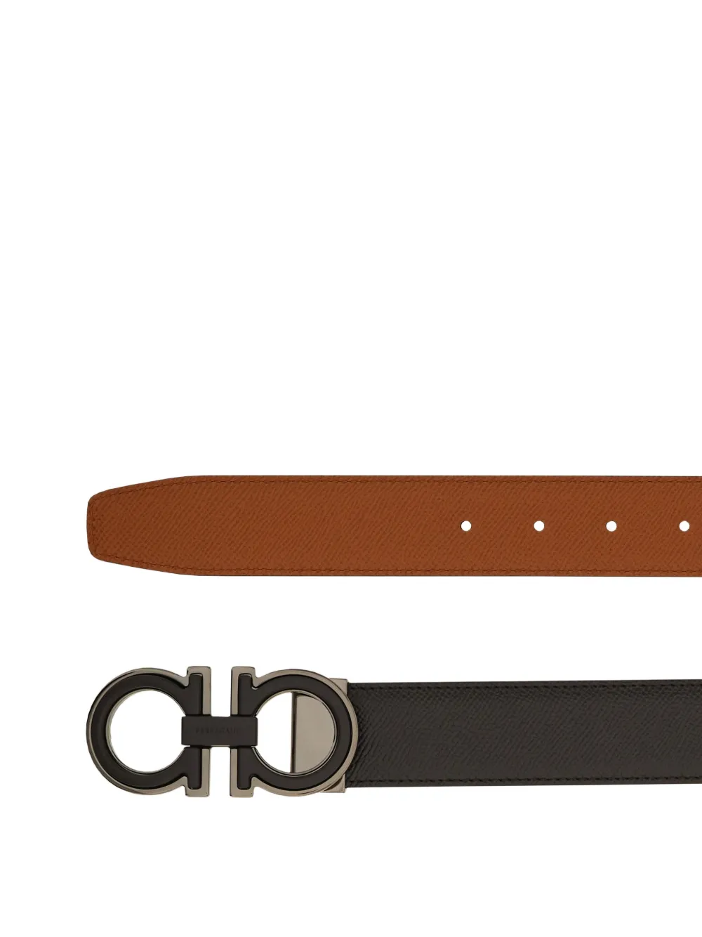 Ferragamo Reversible And Adjustable Gancini Belt In Brown