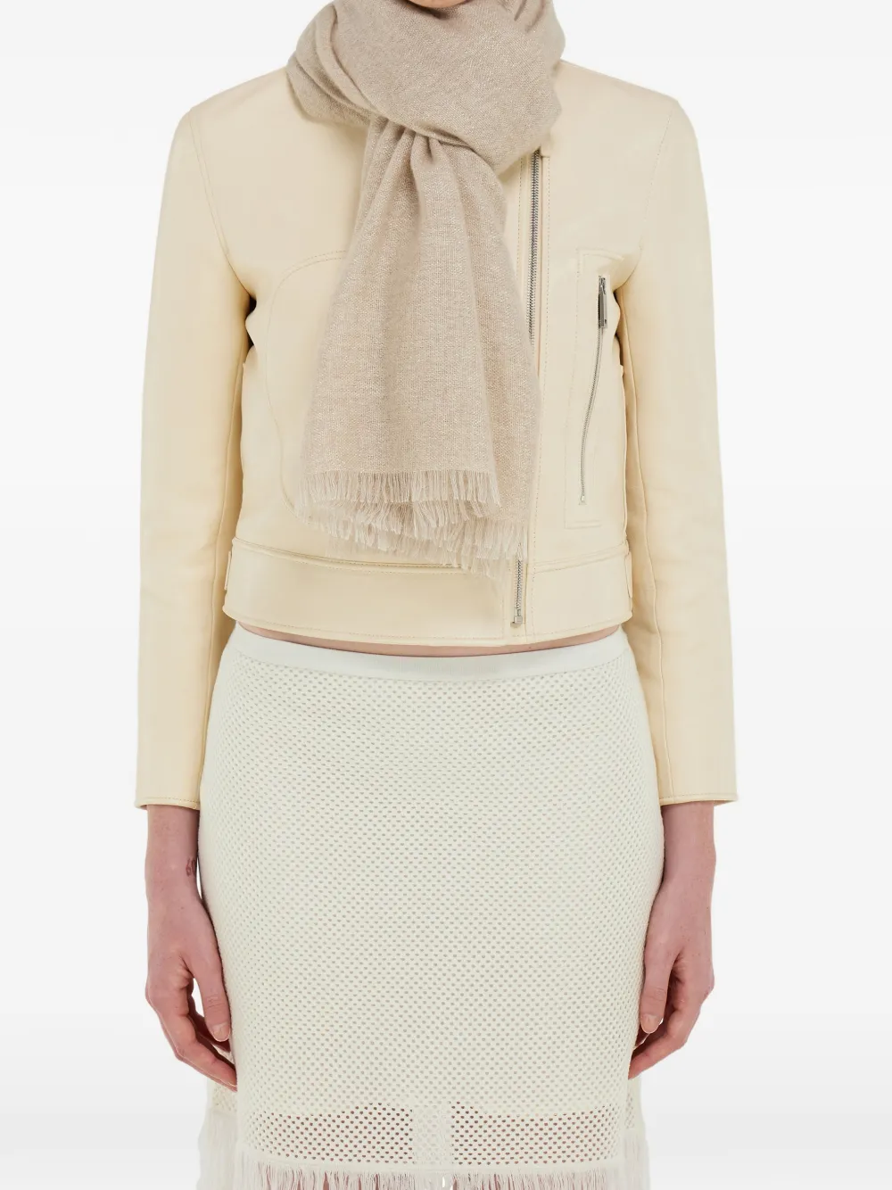 Ferragamo Embroidered-logo Scarf In Neutral