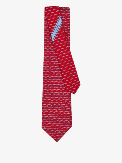 Ferragamo race-print silk tie