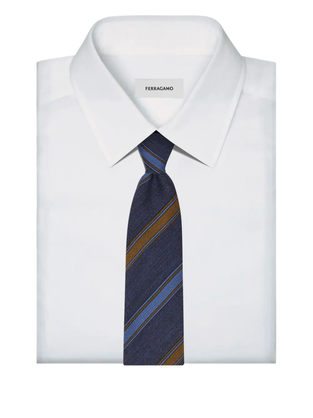 Ferragamo Regimental stropdas met jacquard Blauw